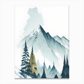 Mountain And Forest In Minimalist Watercolor Vertical Composition 170 Canvas Print