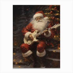 Santa Playing Guitar Canvas Print