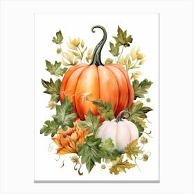 Fairytale Pumpkin Watercolour Illustration 3 Canvas Print