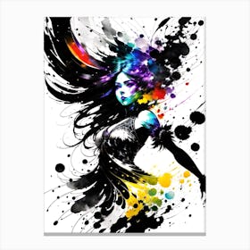 Girl With Paint Splatters Canvas Print