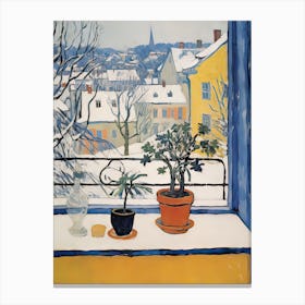 The Windowsill Of Ljubljana   Slovenia Snow Inspired By Matisse 1 Canvas Print