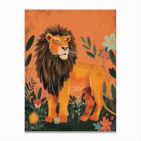 African Lion Symbolic Imagery Illustration 4 Canvas Print