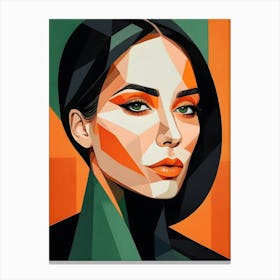 Geometric Woman Portrait Pop Art (77) Canvas Print
