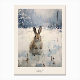 Vintage Winter Animal Painting Poster Rabbit 4 Canvas Print