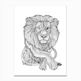 Lion Coloring Page animal lines art Canvas Print