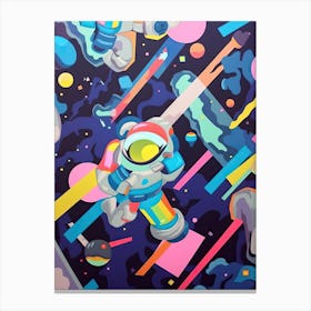 Playful Astronaut Colourful Illustration 6 Canvas Print