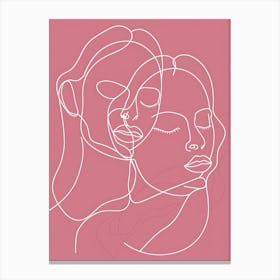 Abstract Women Pink Faces 2 Canvas Print