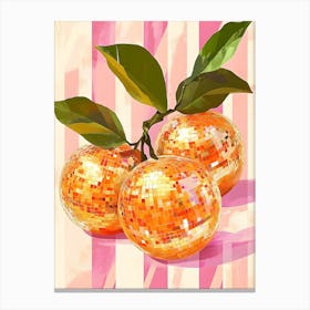 Oranges On A Pink Stripe Canvas Print