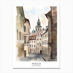 Prague Watercolour Travel Poster Canvas Print