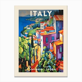 Cinque Terre Italy 3 Fauvist Painting  Travel Poster Canvas Print