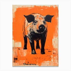 Pig, Woodblock Animal Drawing 1 Canvas Print