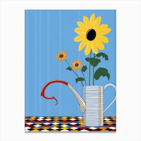 Watering Can With Sunflowers Vector Canvas Print