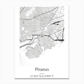 Piraeus,Greece Minimalist Map Canvas Print