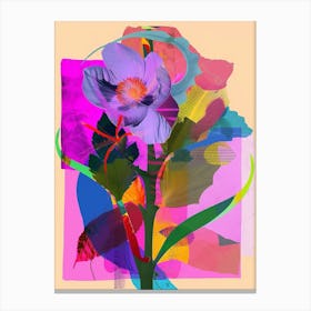Flax Flower 4 Neon Flower Collage Canvas Print