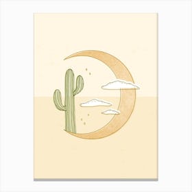 Moon Cactus Canvas Print