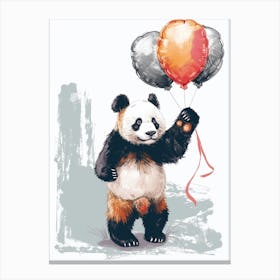 Giant Panda Holding Balloons Storybook Illustration 2 Canvas Print