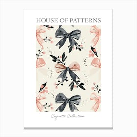 Pink And Black Bows 1 Pattern Poster Canvas Print