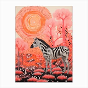 Zebra With The Trees Pink 3 Canvas Print