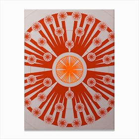 Geometric Abstract Glyph Circle Array in Tomato Red n.0031 Canvas Print