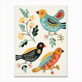 Folk Style Bird Painting European Robin 2 Canvas Print