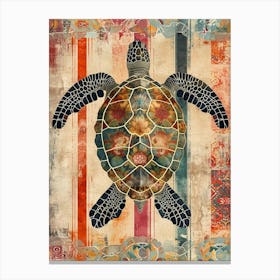 Wallpaper Inspired Red Tone Sea Turtle Canvas Print