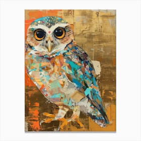 Baby Owl Gold Effect Collage 2 Canvas Print