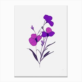 Vinca Floral Minimal Line Drawing 2 Flower Canvas Print