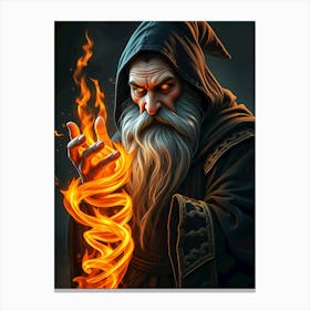 Wizard Holding A Flame Canvas Print