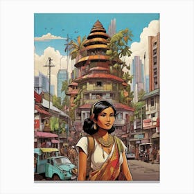 Woman In A Sari Canvas Print