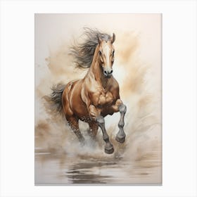 A Horse Painting In The Style Of Wash Technique 3 Canvas Print