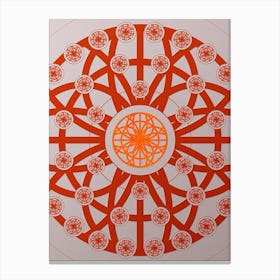 Geometric Abstract Glyph Circle Array in Tomato Red n.0075 Canvas Print