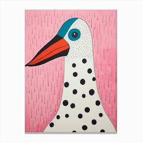Pink Polka Dot Pelican Canvas Print