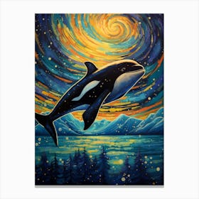 Orca Whale Van Gogh Style Canvas Print