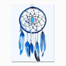 Dreamcatcher Symbol 3 Blue And White Line Drawing Canvas Print