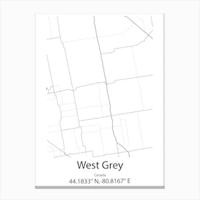 West Grey,Canada Minimalist Map Canvas Print