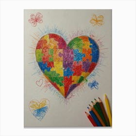 Autism Puzzle Heart 1 Canvas Print