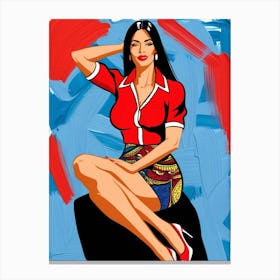 Lady In Red Dress Canvas Print