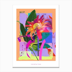 Everlasting Flower 3 Neon Flower Collage Poster Canvas Print