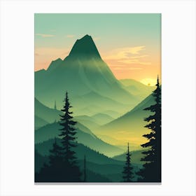 Misty Mountains Vertical Background In Green Tone 13 Canvas Print