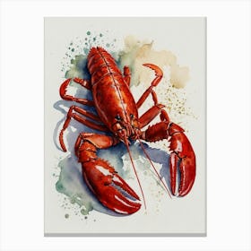 Lobster Watercolor Painting Canvas Print