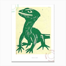 Forest Green Anoles Lizard Bold Block Colour 1 Poster Canvas Print