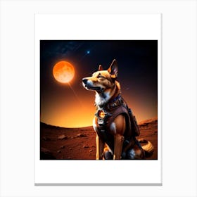 Realistic Dog On Mars Canvas Print