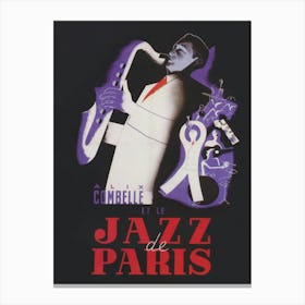 Jazz Of Paris, Saxophone Player, Vintage Music Poster Canvas Print
