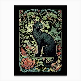 William Morris  Inspired Cats Collection Stained Glass  Canvas Print
