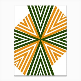 Green And Orange Abstract Lines Pattern Canvas Print