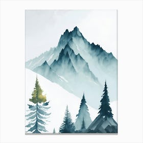 Mountain And Forest In Minimalist Watercolor Vertical Composition 117 Canvas Print