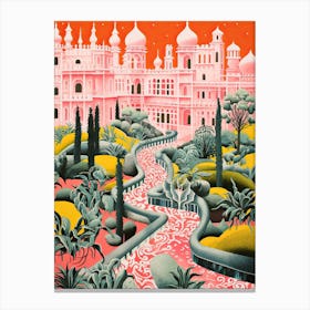 Palace Of Queluz Gardens Abstract Riso Style 1 Canvas Print