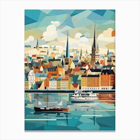 Helsinki, Finland, Geometric Illustration 3 Canvas Print