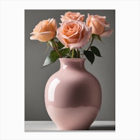 A Vase Of Pink Roses 104 Canvas Print