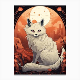 Tibetan Sand Fox Moon Illustration 2 Canvas Print